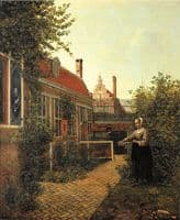 Woman with a basket of beans in vegetable garden