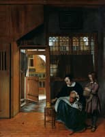 A Woman Preparing Bread and Butter for a Boy