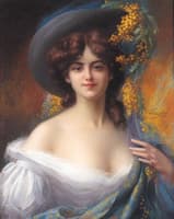 A Young Beauty In A Hat Decorated With Yellow Flowers