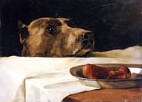 Dog with Plate of Sausages