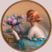 Young Woman Arranging Roses