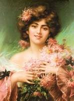 Woman with Chrysanthemums