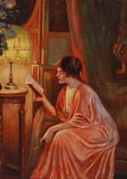 Lady Reading By Lamplight