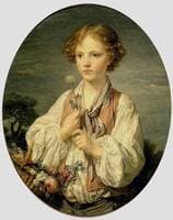 Young Boy with a Basket of Flowers