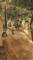 A shaded village road