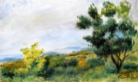 Landscape, Trees in the Foreground and the Sea in the Background