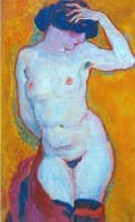 Nude against Yellow Wall