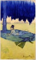 Man sheltering beneath a tree