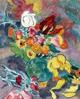 Bouquet in a Green Pitcher