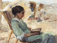Artist's Wife on the Beach, Reading