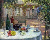Table with Dahlias