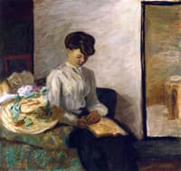 Young Woman Reading, Flowered Hat