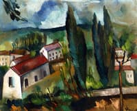 Farm and Poplars