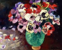 Anemones in a Green Vase