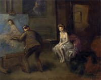 Artist Painting a Young Woman in White