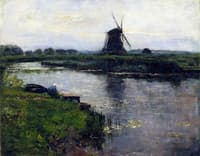 Oostzijdse Mill with Woman at Dock of Landzicht Farm