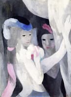 Two Women with Curtain