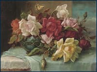 Roses in an ornamental vase
