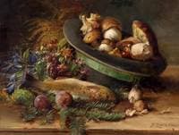 Still Life with Mushrooms and Fish
