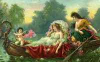Lady and Cherub in a Boat