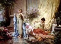 Beauties with Flamingo and Roses
