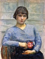 Girl in Blue, with a Rose