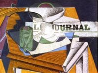 Fruit Dish, Glass and Newspaper