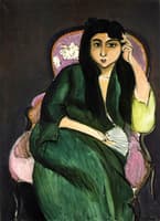 Laurette in Green, in Pink Armchair