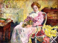Woman with a Cat on Her Knee