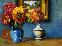 Vase of Chrysanthemums in Front of a View of Montmartre