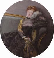 Sleeping Young Woman in Black Dress