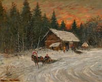 Wooden Hut in Ratukhino, Winter