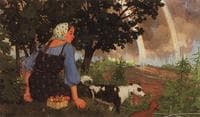 Girl with Mushrooms under the Rainbow