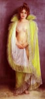 Femme en déshabillé vert