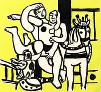 Acrobat with Parrot on a Yellow Background