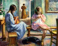 Marthe and Nono Sewing