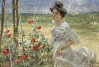 Young woman in a rose garden