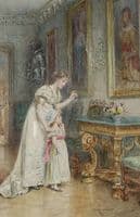 Mother and child in a picture gallery