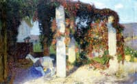 Girl Milking a Goat under the Arbor at Marquayrol