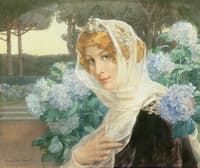 Jeune femme aux hortensians