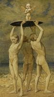 Spring Awakening. Three young men at the beach