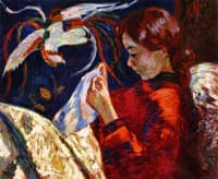 Mademoiselle Guillaumin, the Artist's Daughter, Sewing