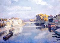 Lagny, the Bridge and Laundry Boats on the Marne