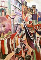 Street Decorated with Flags in Havre