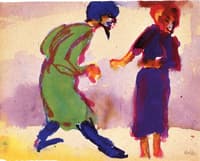 Two Figures, Green and Purple