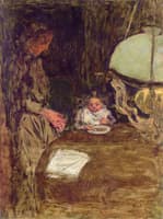 The Baby's Dinner with a Green Lamp