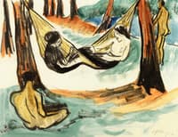 Two Girls in the Hammock VII (With Seated Male Nude)