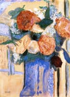 Bouquet of Peonies in a Blue Vase