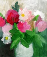 Peonies in a Blue Vase
