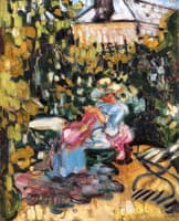 Woman Sewing in the Garden